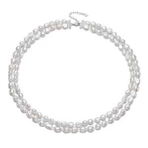 Custom Fashion Jewelry 7-8mm AA Baroque Shape Simple Design Fresh Water Pearl Jewelry Necklace