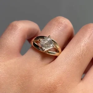 Custom Fashion Jewelry Rings New Design 10K 14K 18K Gold 925 Sterling Silver Ring HPHT CVD Lab Grown Diamond Asscher Cut Rings