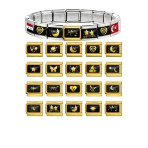 Custom Fashion Stainless Steel Italian Charm Bracelet Black Venus Month Series Charm Hand Chain DIY Women Jewelry Bracelet Gift