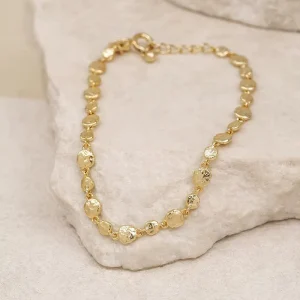 Custom Fashion Women Jewelry 18k Plated Gold Bold Disc Bead Brass Bracelet