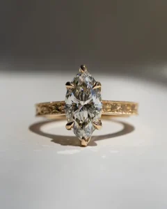 Custom Fine Engagement Rings for Girl 14K 18K Gold Lab Grown Diamond Ring Marquise Cut Fashion Anniversary Gift Party