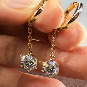 Custom Fine Round Imitated Diamond Gold Plated Tassel Earrings Wedding Fashion Party CZ Drop Earrings for Women