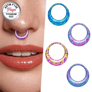 Custom G23 Titanium Nose Ring Segment Hoop Nose Piercing Jewelry Septum Earrings for Women Pattern Body Jewelry
