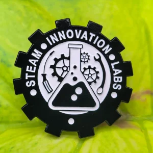 Custom Gear Shape Black Electroplated Soft Enamel Lapel Pin Lab Science Beaker Custom Logo Metal Badge Brooch