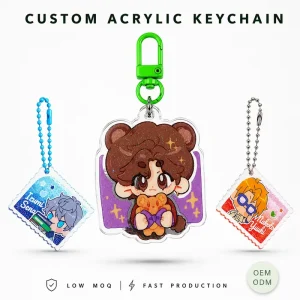Custom Glitter Acrylic Keychain Epoxy Holographic Shaker Anime Keychain OEM ODM Supplier