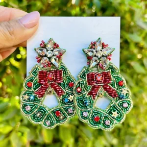 Custom Handmade Christmas Creative Beaded Earrings Fashionable Christmas Pendant Earrings Trend Jewelry Design