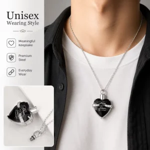 Custom Heart Urn Necklace Stainless Steel Crystal Memorial Pendant for Pet Cremation Ashes Funeral Keepsake Jewelry