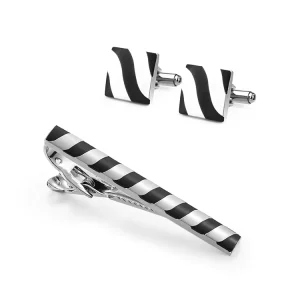 Custom High Quality Metal Tie Clip Cufflinks Set Fashion Suit Shirt Enamel Jewelry for Men