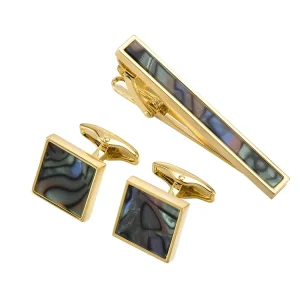 Custom Highend Mens Delicate Jewellery Brass Fashion Suit Shirt Shell Tie Clip Cufflinks Set