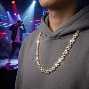 Custom Hip Hop Jewelry 14K Gold Full Paved Lab Created Diamond Fashion Luxury Cuban Necklace Pear Round Mixed Cut
