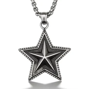 Custom Hiphop Fashion Jewelry Stainless Steel Geometric Star Shaped Design Beaded Bracelet Pendant for Men’s Gift