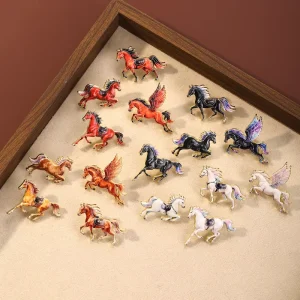 Custom Horse & Pegasus Enamel Pin Personalizable Design Metal Lapel Brooch Custom Text Pattern for Fashion Decoration
