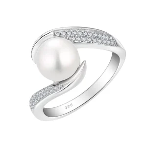 Custom Imitation White Shell Pearl 925 Silver Ring White Color 3A Zircon Gemstone Fashion All Finger Rings