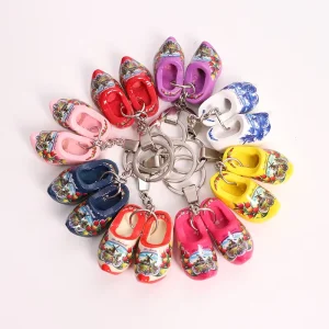 Custom Iron 4cm Dopamine Colored Dutch Style Wooden Clogs Keychain Bag Charm Personalized Souvenir Gift