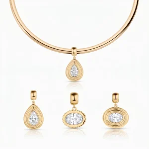 Custom Jewelry 316L Stainless Steel Fashion Choker Necklace DIY CZ Pendant Waterproof Hypoallergenic PVD Gold Jewelry