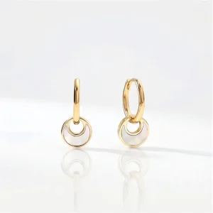 Custom Jewelry 316L Stainless Steel Hoop Earrings Waterproof Hypoallergenic PVD Gold Shell Jewelry Gifts