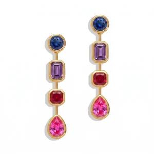 Custom Jewelry Candy Color Geometric Teardrop Zircon Earrings 316L Stainless Steel PVD Gold Plated Waterproof