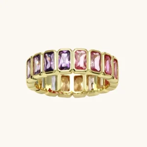 Custom Jewelry Fashion Rings Ladies Rainbow Zircon Ring