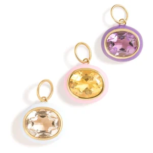 Custom Jewelry Gold Plated Enamel Oval Crystal Charm Colorful DIY Pendant Charm for Necklace Bracelet Jewelry OEM ODM