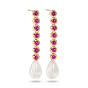 Custom Jewelry Gold Plated Pearl Drop Earrings Colorful Zircon Dangle Earrings Luxury Bridal Earrings Hypoallergenic