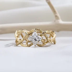 Custom Jewelry MSR 18k Yellow Gold Ring Fancy Cut Lab Grown Diamond Ring