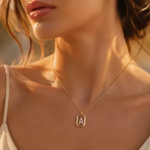 Custom Jewelry Simple Luxury Initial Letter Zircon Pendant Stainless Steel Vintage Link Chain Fashion Necklace for Women