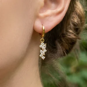 Custom Jewelry Trendy Popular Stainless Steel Gold Plated Lab Grown Diamond Hoop Drop Earrings Fashion Jewelry for Women