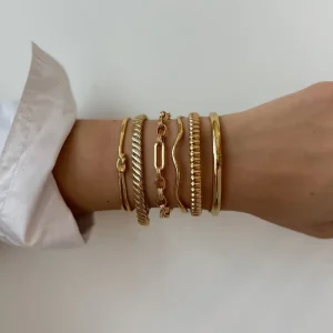 Custom Jewelry Waterproof Anti Tarnish Jewelry Stainless Steel Gild Bangles Fashion Chain And Link Bracelet Bangle