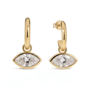 Custom Jewelry Zircon Hoop Earrings 316L Stainless Steel PVD Gold Plated Waterproof Drop Earrings for Women