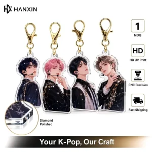 Custom KPOP Idol Polaroid Style Acrylic Keychain Personalized Artist Merch 1 MOQ Fast Sampling Hanxin Crafts