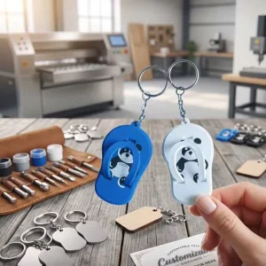 Custom Keychains Creative Cartoon Rubber Keychain Trendy 3D PVC Mini Flip Flop Beach Key Ring Souvenirs Bulk