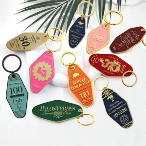 Custom Keyrings Motel Keychain Vintage Enamel Room Number Hotel Keychain Metal Zinc Alloy Custom Key Chains Logo For Souvenir