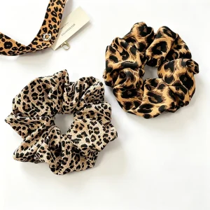 Custom Kids Leopard Print Terry Cloth Large Size Ponytail Hair Ties Elastic Rubber Bands Hair Rings