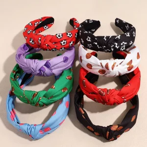 Custom Korean Ball print Knotted Hairband Female Fashion Wide edge High end Hairband