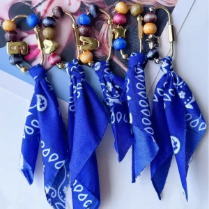 Custom Large Hole Keychain Letters Numbers Hearts Stars Charms Beaded Ribbon Bag Charm Keychain Fashion Charm Accessories