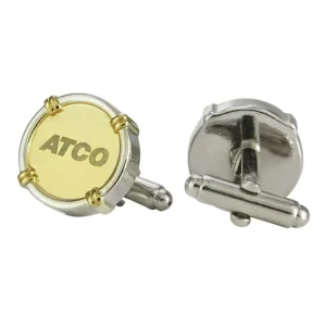 Custom Laser Engraved logo Gold Wedding Engagement and Promotional Cuff Link & Cufflinks