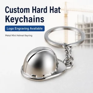 Custom Laser Engraving Logo Hard Hat Keychains Mini Metal Construction Helmet Keyrings For Safety Events And Company Custom