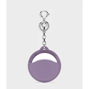 Custom Leather Bag Charm Keychain With Round Mirror Pendant Fashion Handbag Accessories for Women