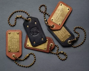 Custom Leather Metal Brass Stainless Steel Label Patch Engraved Logo Nameplate Metal Tag Label Hanging Keychain