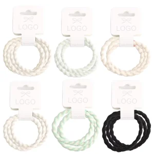 Custom Logo 3 Count Braided Hair Ties Set with Personalized Header Card High Elastic Twisted Hair Bands Hair Accessories