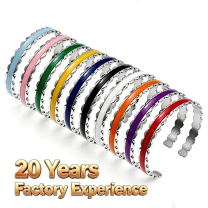 Custom Logo Available Fashion Bracelets & Bangles Stainless Steel Enamel Cuff Bangle Factory Direct Daily Wear