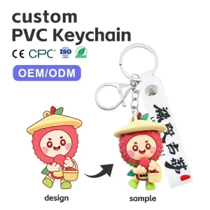 Custom Logo Cartoon Anime 3D 2D Soft PVC UV Printed Breathable Keychain Fashion Durable Lightweight Waterproof Promotional Gift