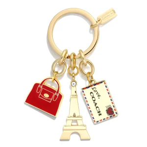 Custom Logo Enamel Keychain Luxury Zinc Alloy Handbag & Letter Charms High End Souvenir Keyring for Brand Promotion