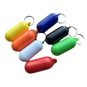 Custom Logo Floating Key Ring Capsule Style Fender Shape Buoyant Keychain for Swimming Pool Marine Sailing Boat Keychains Holder