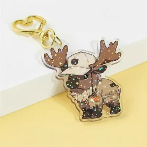Custom Logo Holographic Acrylic Shaker Keychain Pendant Anime Acrylic Phone Charm Shaker Rainbow Glitter Epoxy Clear Keychain