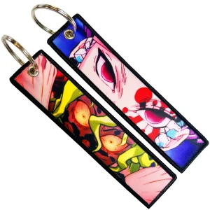 Custom Logo Key Jet Tag Keychain Sublimation Printing Woven Cute Cartoon Japanese Anime Keychain