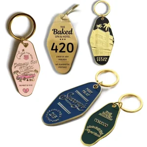 Custom Logo Luxury Promotional Room Number Metal Brass Blank Vintage Hotel Keychains metal Hotel Room Key Chain