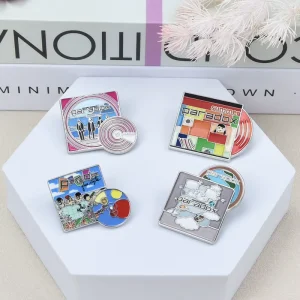Custom Logo Manufacturer Pattern Square Enamel Badge Cartoon Art Souvenir Metal Lapel Pin Brooch for Promotional Gifts