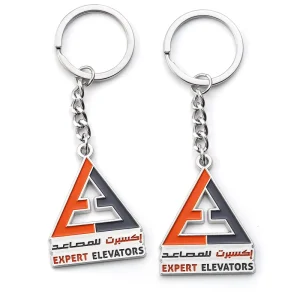 Custom Logo Metal Elevators 3d Hollow Die Cut Out Keychain