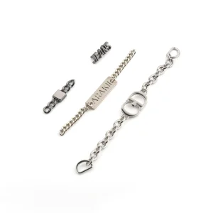 Custom Logo Metal Zinc Alloy Label Chains Handbag Label Pendant Charm Bag Chain For Garment Or Bag